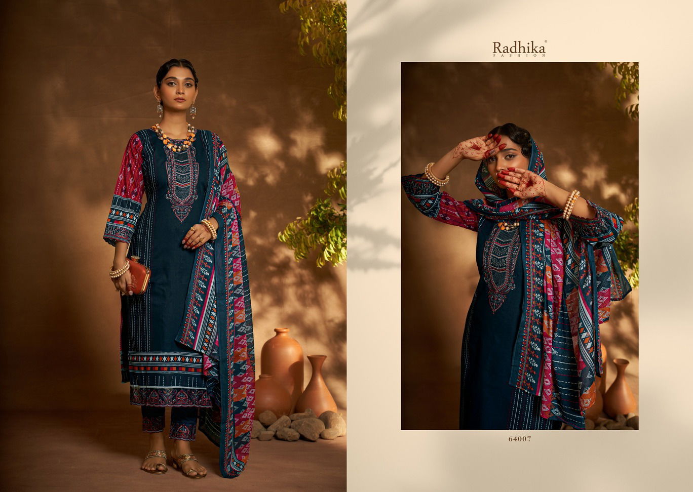 Mehndi By Azara Radhika Pakistani Print Cambric Cotton Dress Material  Wholesale Price In Surat
